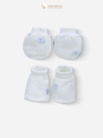 [M&B] Bộ bao tay chân bo cotton sơ sinh họa tiết Bạch Tuộc Xanh