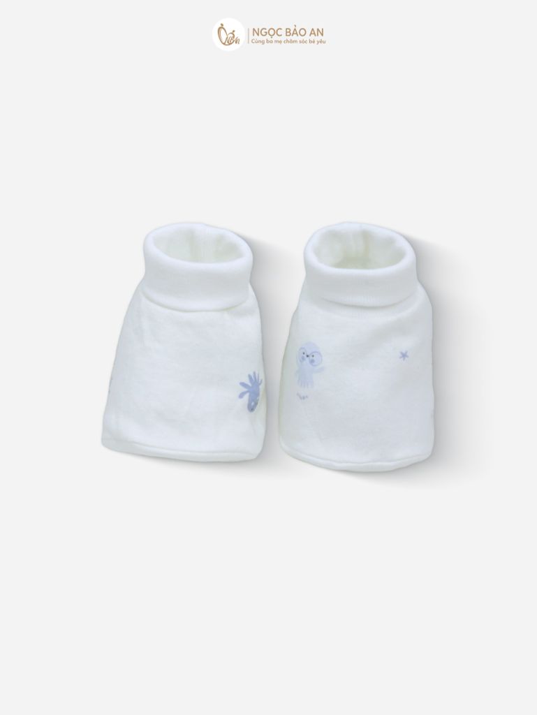 [M&B] Bộ bao tay chân bo cotton sơ sinh họa tiết Bạch Tuộc Xanh