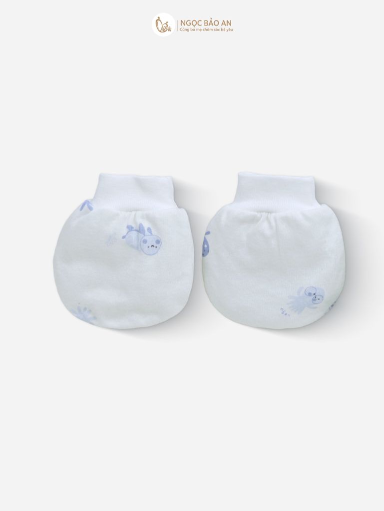 [M&B] Bộ bao tay chân bo cotton sơ sinh họa tiết Bạch Tuộc Xanh