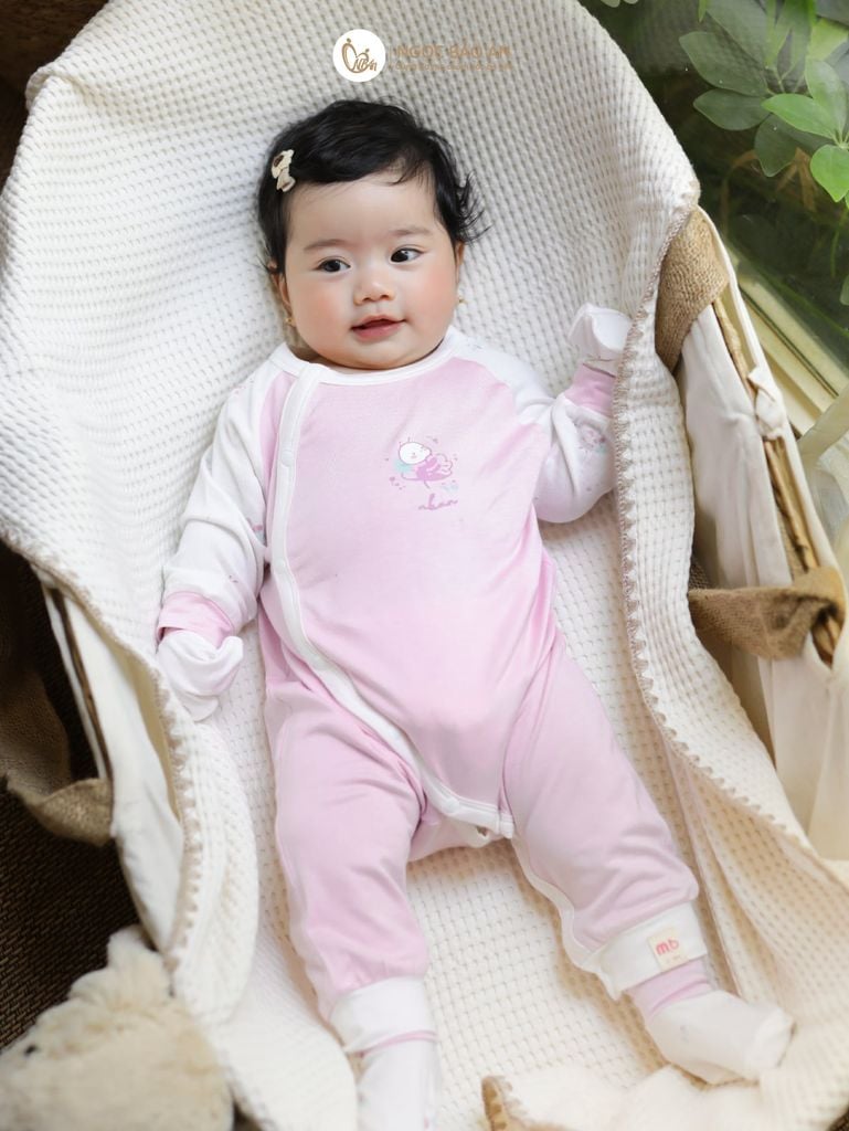 [M&B] Bodysuit dài tay dài cài chéo ong tím (NB-12m)