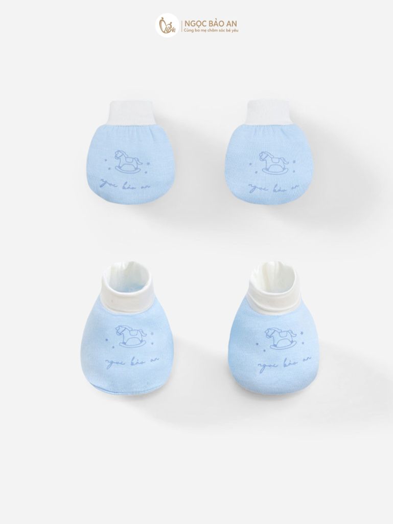 [M&B] Set nón chóp bao tay chân bo sơ sinh Ngựa Xanh (NB-3m) [CBSSVISCOSE]