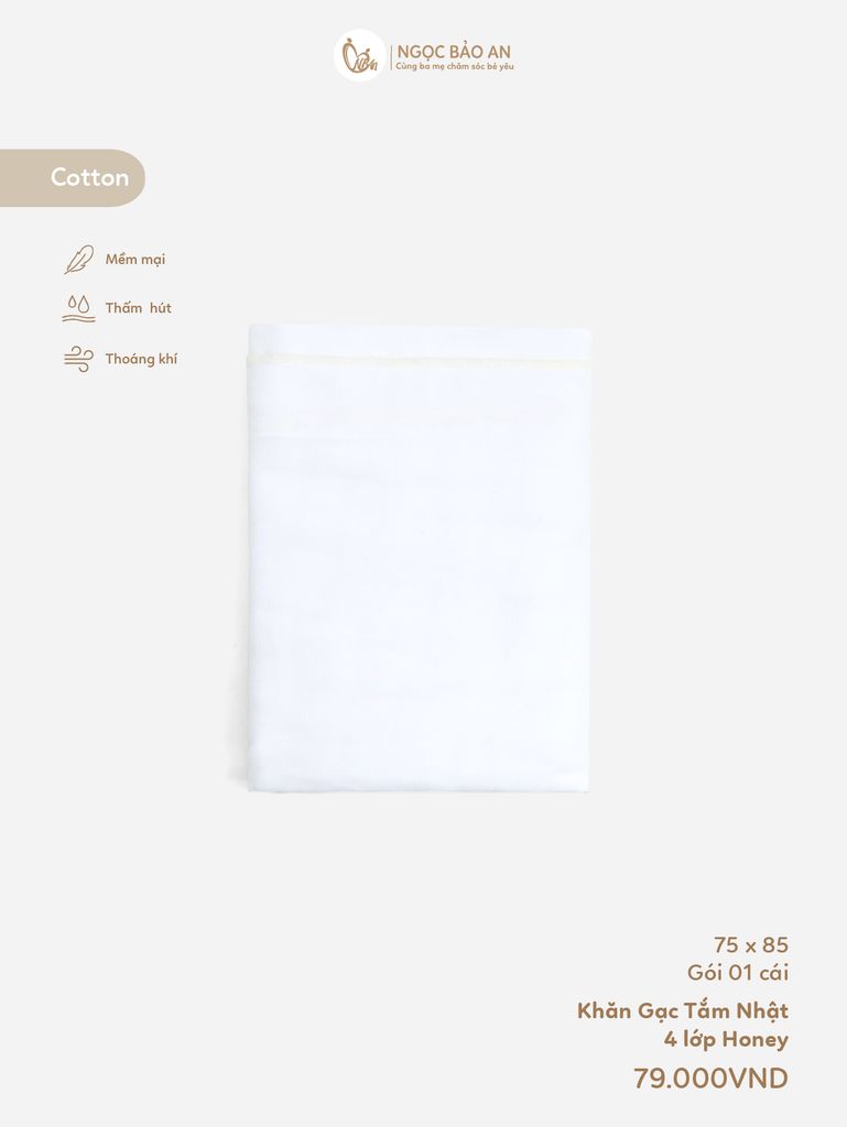 [Honey] Khăn Gạc Tắm 4 Lớp 75x85cm