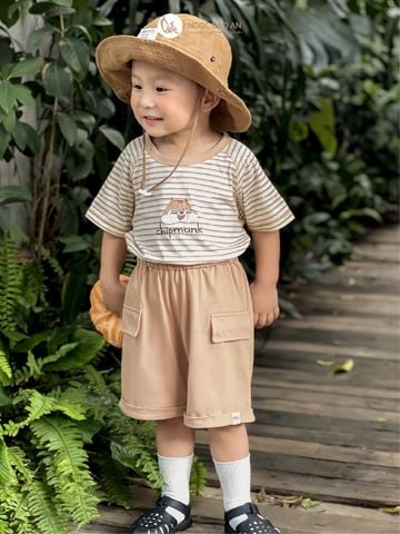 [M&B] BST SÓC: Bộ ngắn bé Trai M&B cotton (Chipmunk sọc nâu)