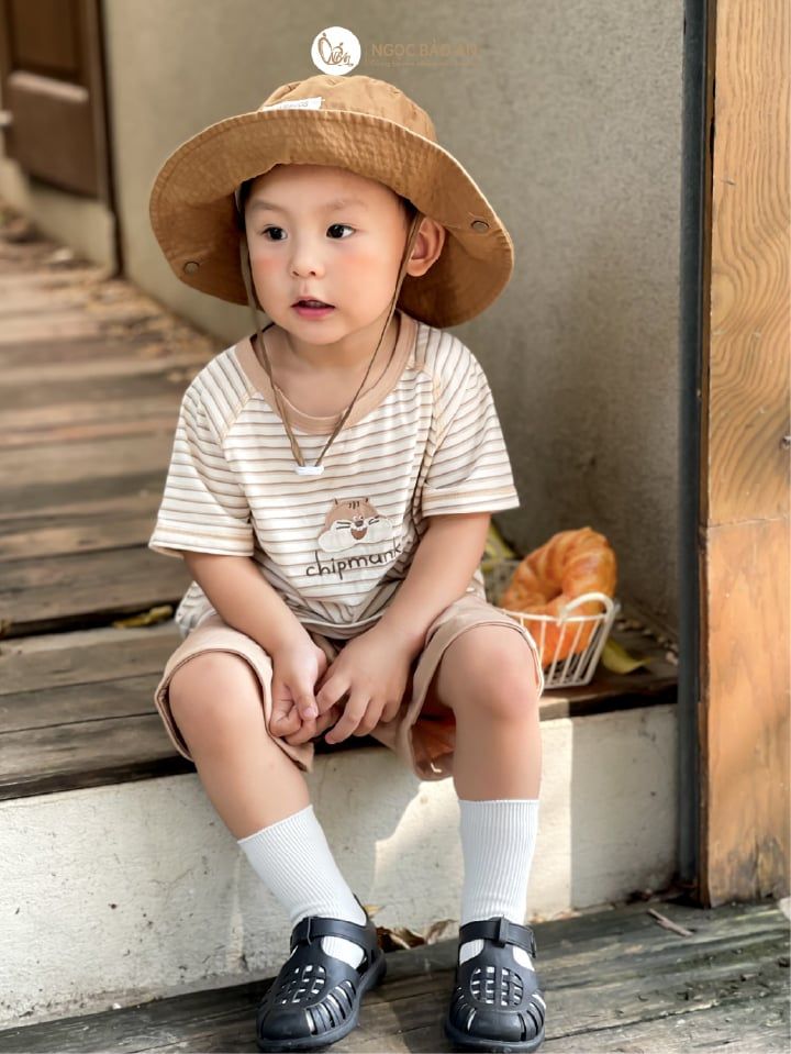 [M&B] BST SÓC: Bộ ngắn bé Trai M&B cotton (Chipmunk sọc nâu)