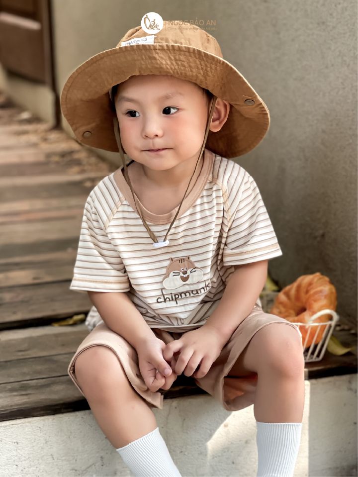 [M&B] BST SÓC: Bộ ngắn bé Trai M&B cotton (Chipmunk sọc nâu)