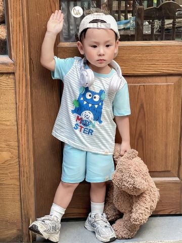 [NGỌC BẢO AN KIDS] Bộ quần áo cộc tay 2 chiều monster xanh đậm