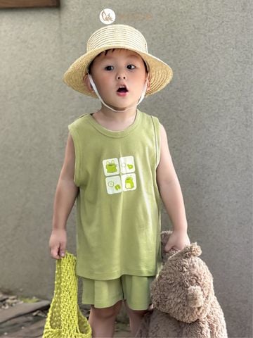 [HONEY] Bộ ngắn sát nách thể thao Honey cho bé (Rồng Xanh bơ NBAn)