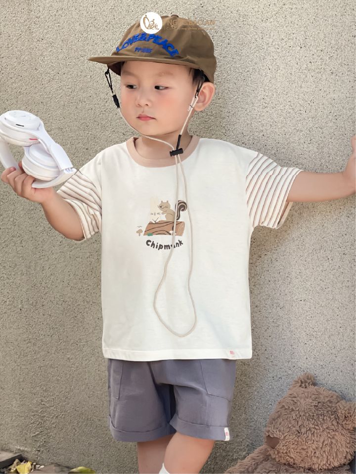 [M&B] BST SÓC: Bộ ngắn bé Trai M&B cotton (Thỏ Sóc Nâu)