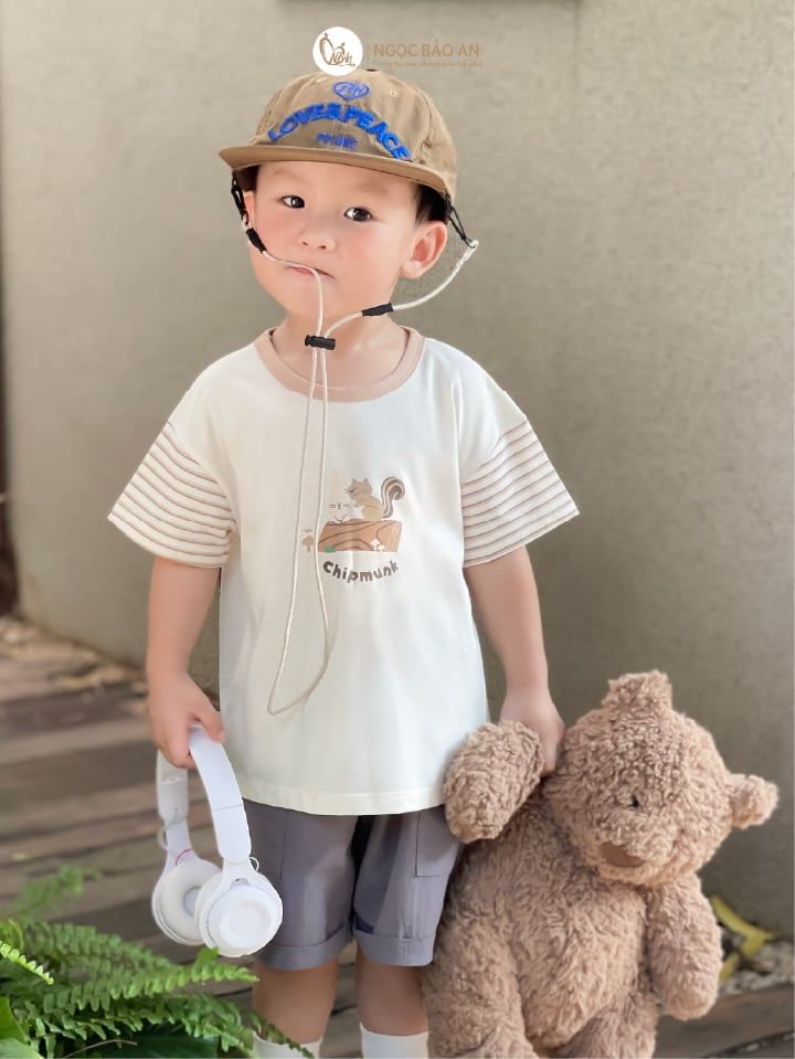 [M&B] BST SÓC: Bộ ngắn bé Trai M&B cotton (Thỏ Sóc Nâu)