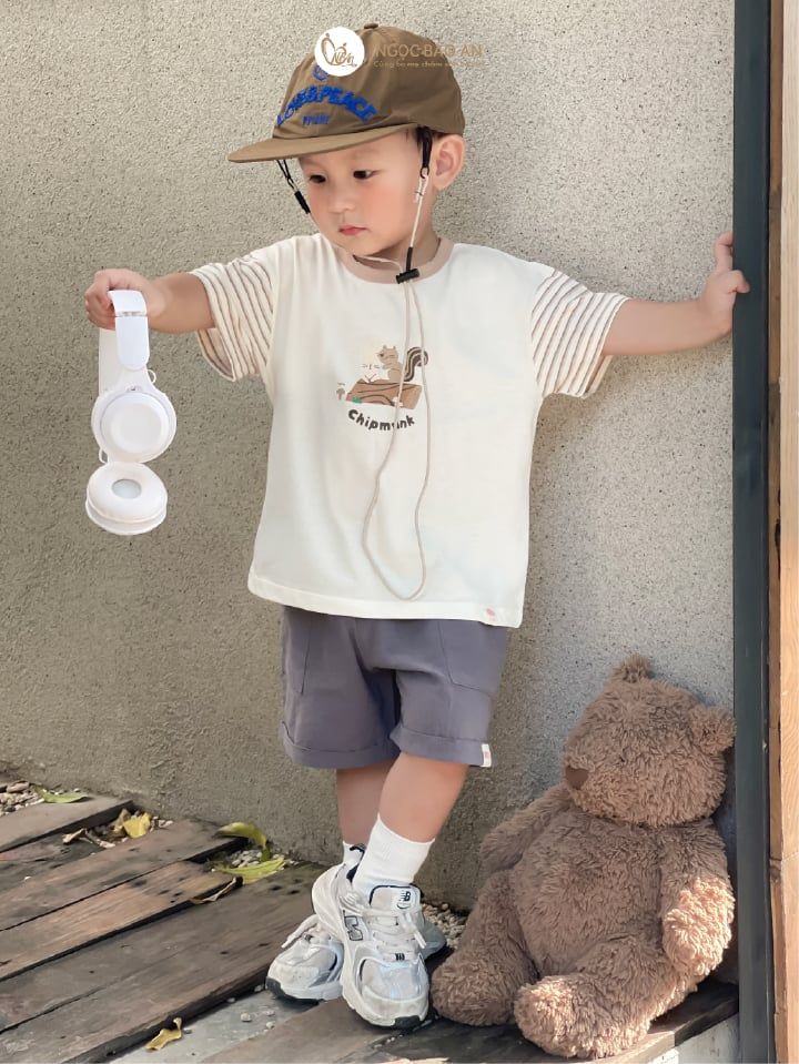 [M&B] BST SÓC: Bộ ngắn bé Trai M&B cotton (Thỏ Sóc Nâu)