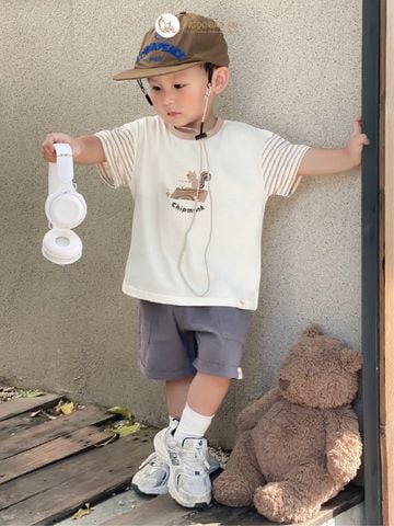 [M&B] BST SÓC: Bộ ngắn bé Trai M&B cotton (Thỏ Sóc Nâu)