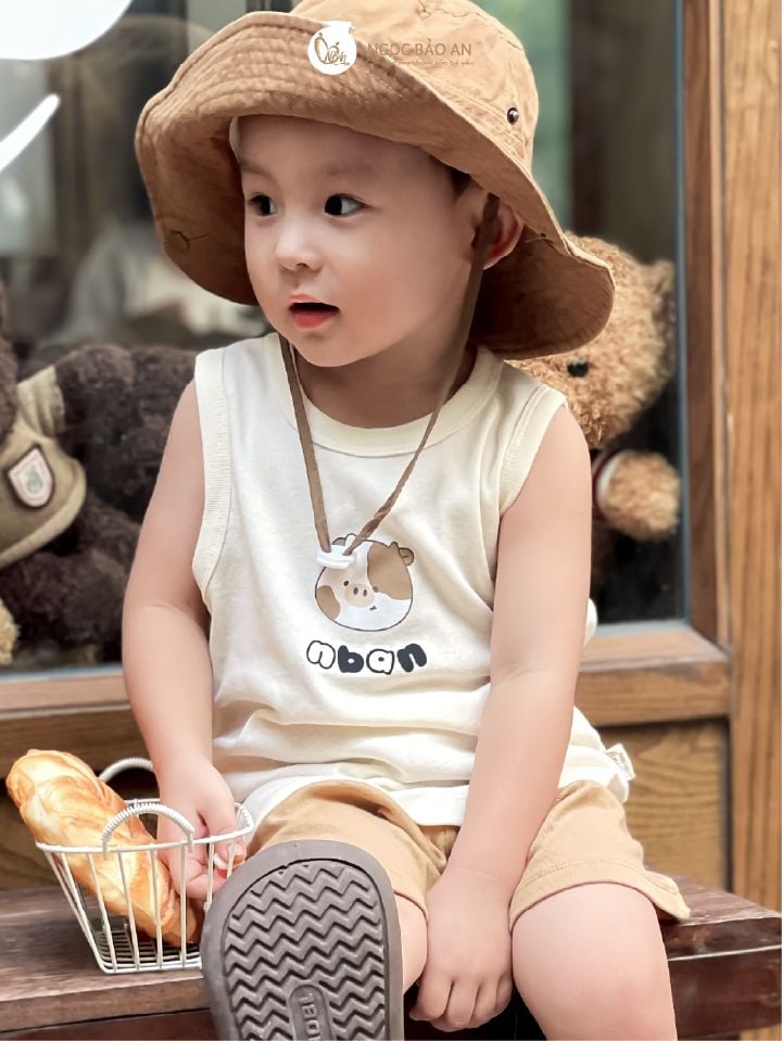 [HONEY] Bộ ngắn sát nách thể thao Honey cho bé (Heo Con Nban)