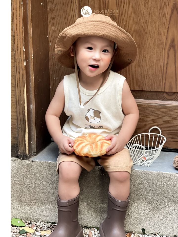 [HONEY] Bộ ngắn sát nách thể thao Honey cho bé (Heo Con Nban)