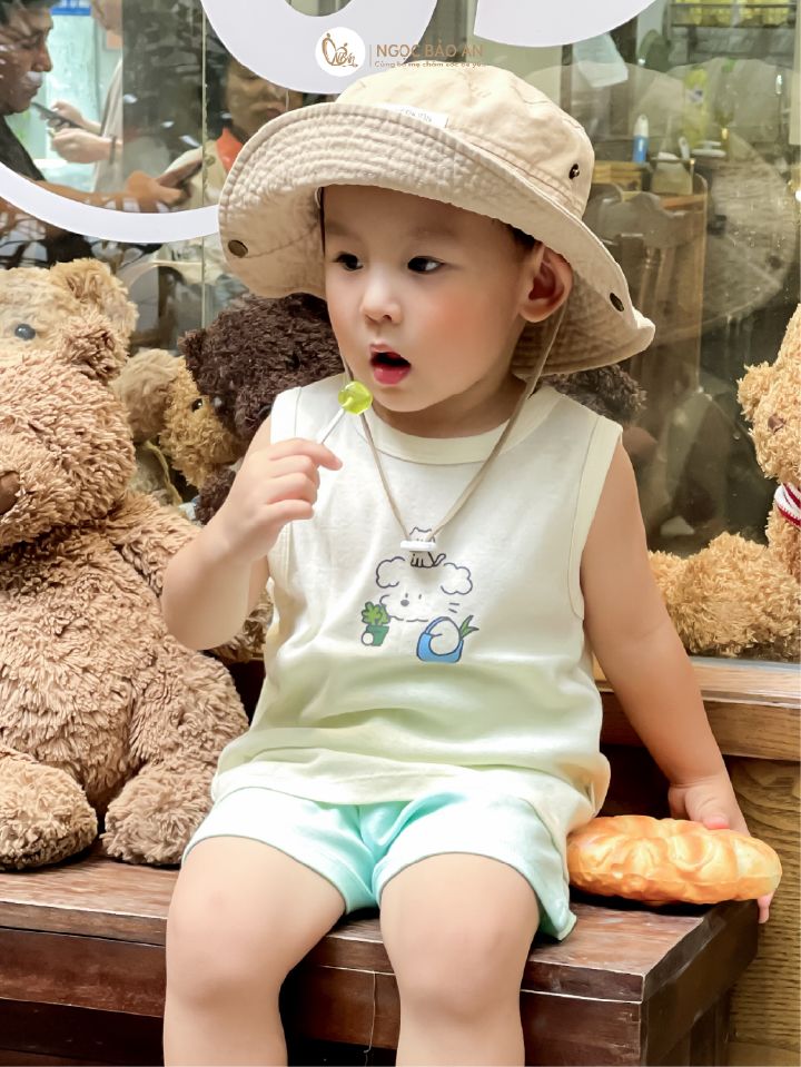 [HONEY] Bộ ngắn sát nách thể thao Honey cho bé (Cún Shopping)