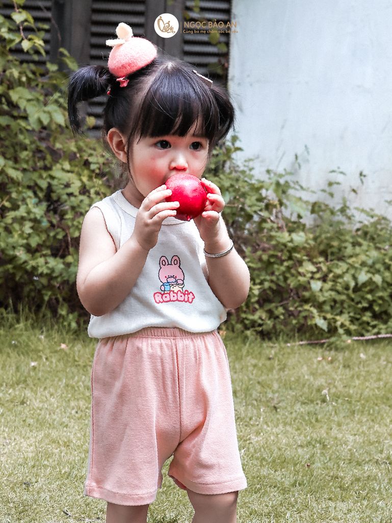 [HONEY] Bộ ngắn sát nách thể thao Honey cho bé (Rabbit Hồng)