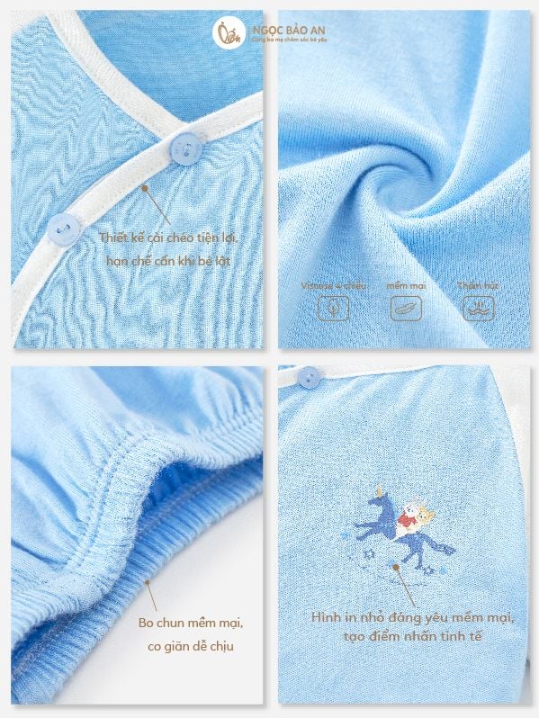 [M&B] Bộ tay dài cài bên Ngựa Xanh (NB-24m) [CBSSVISCOSE]
