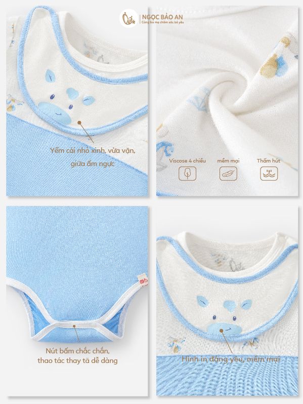 [M&B] Bodychip tay dài kèm yếm sơ sinh Sky Pony (NB-12m) [CBSSVISCOSE]