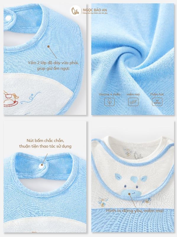 [M&B] Set 2 yếm nút sơ sinh rayon Pony (NB-24m) [CBSSRAYON]