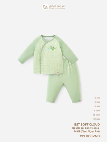 [M&B] Bộ tay dài cài bên caro dino PM (NB-24m)