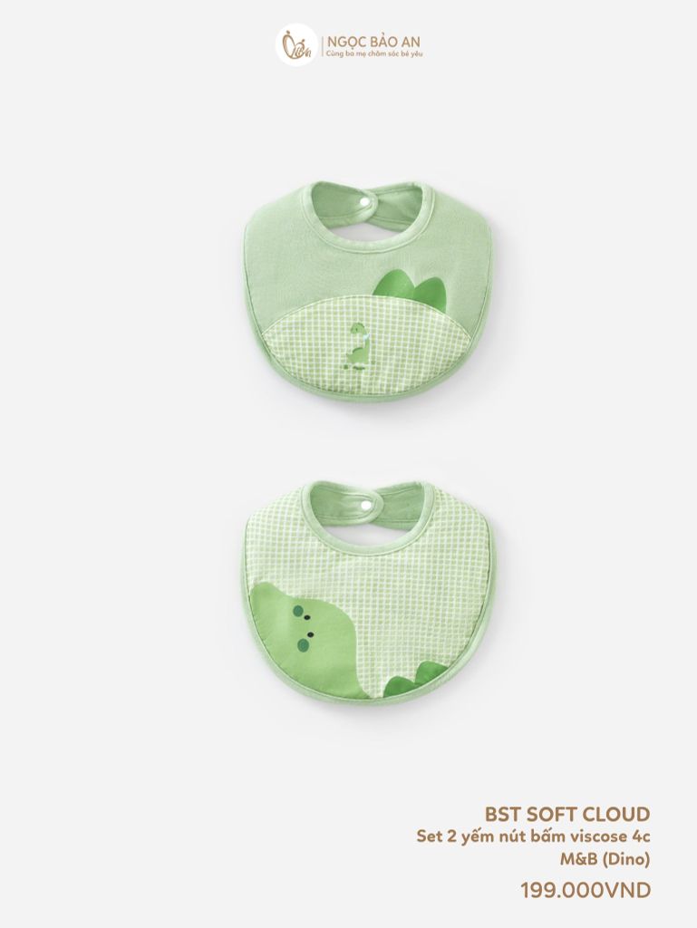 [M&B] Set 2 yếm nút dino (NB-24m)