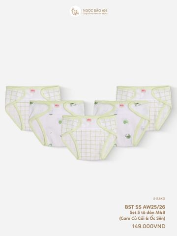 [M&B] Tã dán sơ sinh cotton caro củ cải và ốc sên