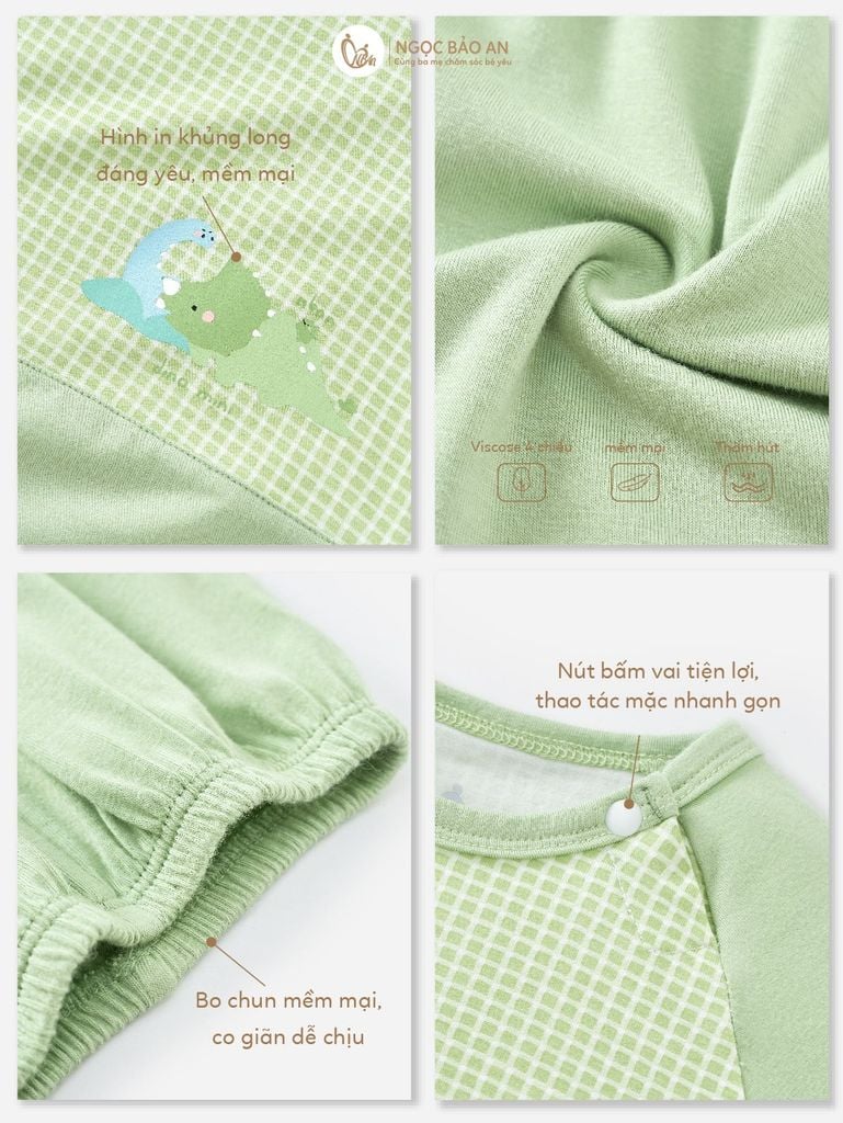 [M&B] Bộ ngắn cài vai dino mini PM (NB-24m)