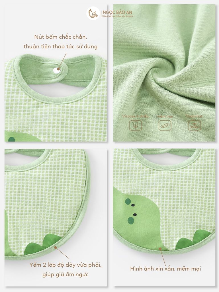 [M&B] Set 2 yếm nút dino (NB-24m)