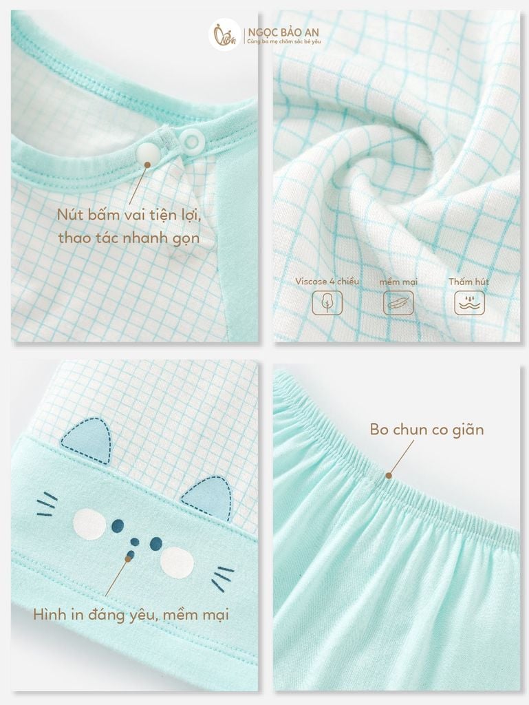 [M&B] Bộ ngắn cài vai bear mint PM (NB-24m)