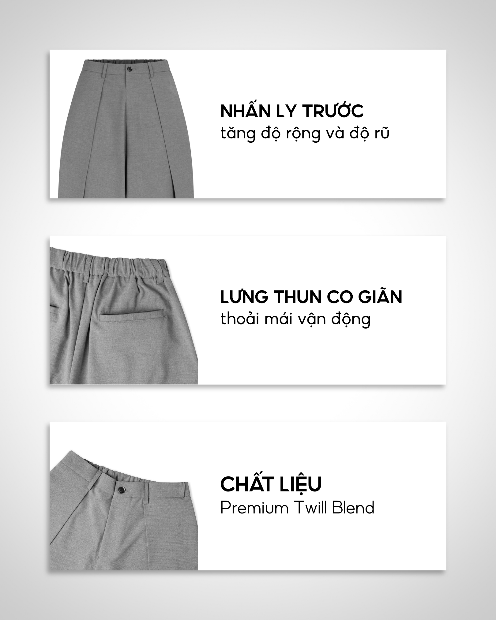Người mẫu nam mặc quần dài nam AUNAMTIC Volume Tailor Pants màu xám đậm trong outfit casual