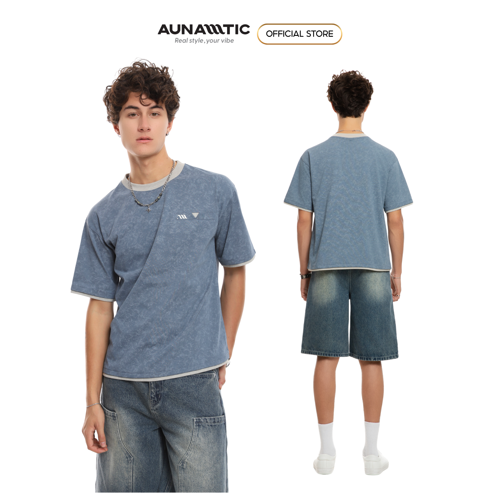  Áo thun nam loang chất dày mịn, túi ngực phối viền – AUNAMTIC 