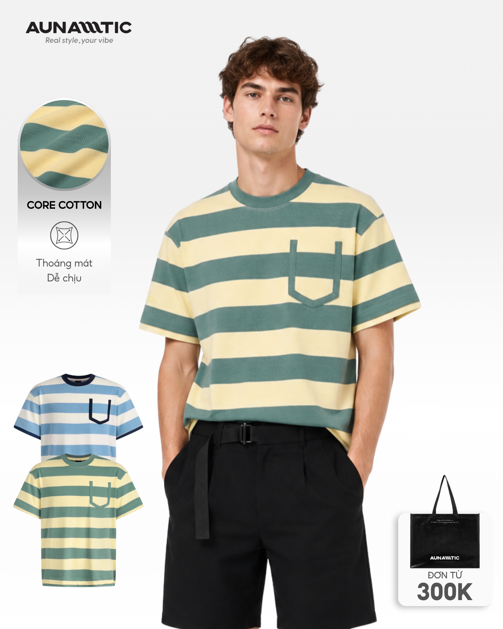  Áo Thun Nam Harbor Stripe Tee Sọc Ngang Túi Ngực - AUNAMTIC 