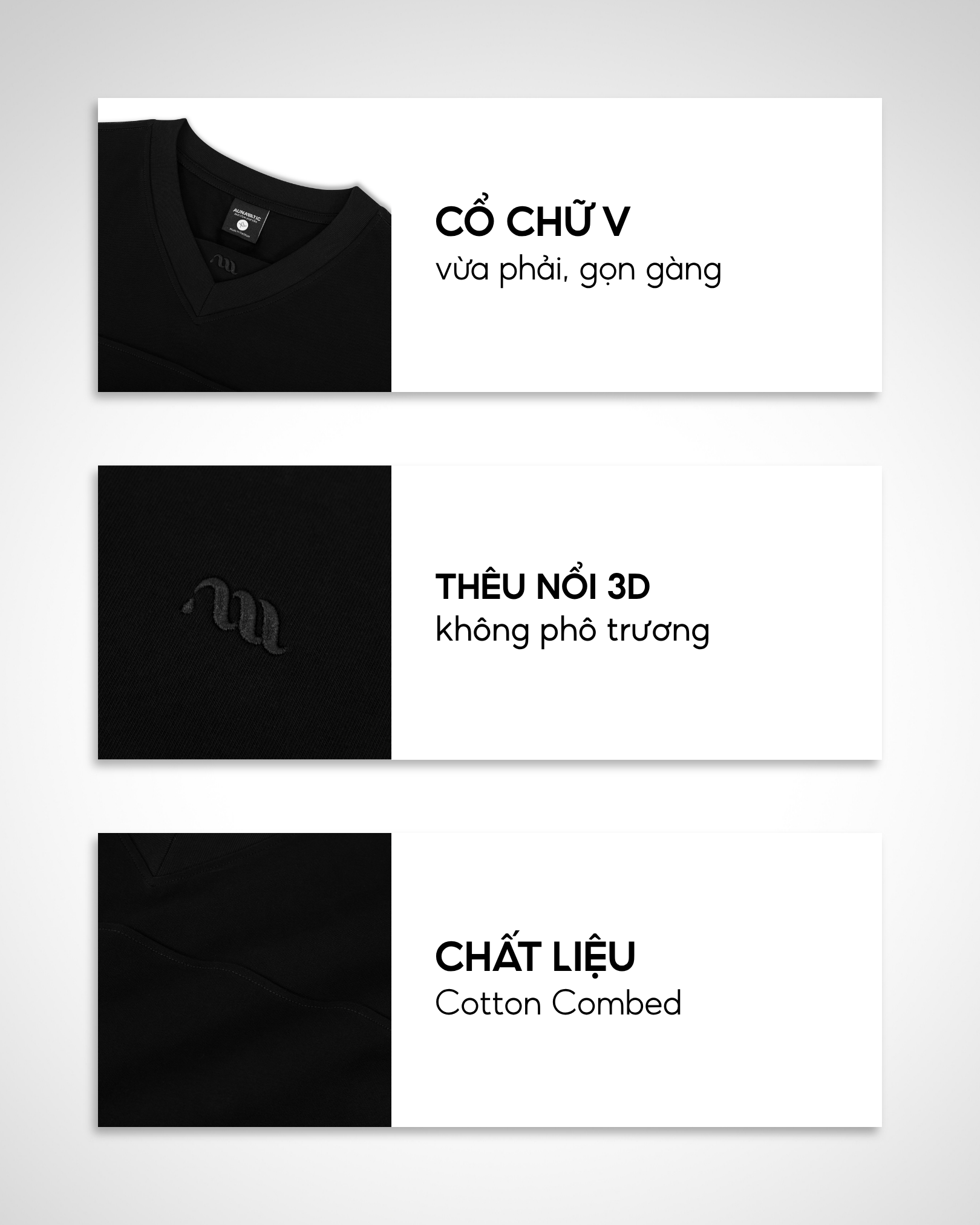  Áo Thun Nam Cổ V-Neck Relaxed Tee Cotton Combed Dày Mịn - AUNAMTIC 