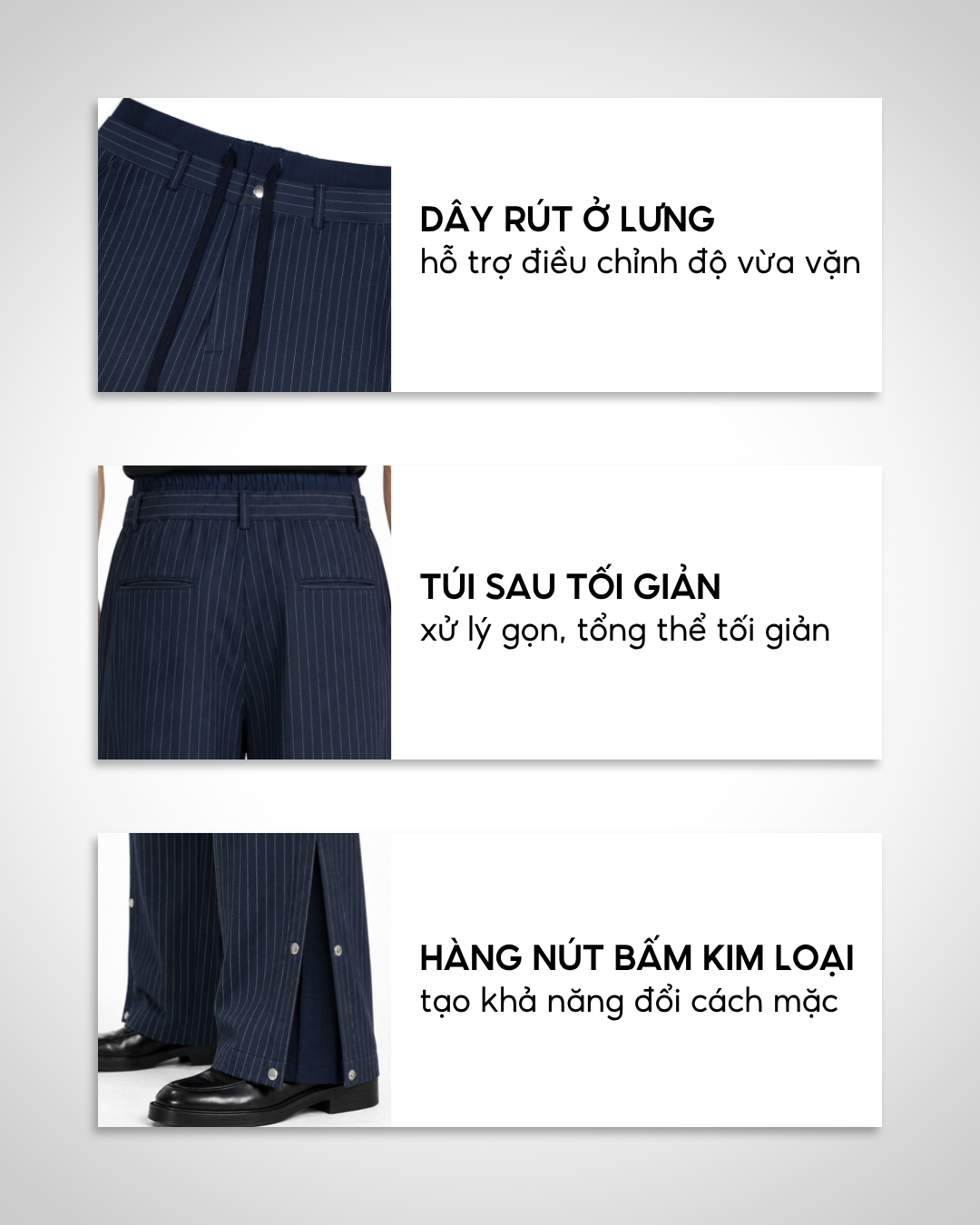  Quần Nam Snap Line Pants Ống Rộng Sọc Dọc Nút Bấm - AUNAMTIC 