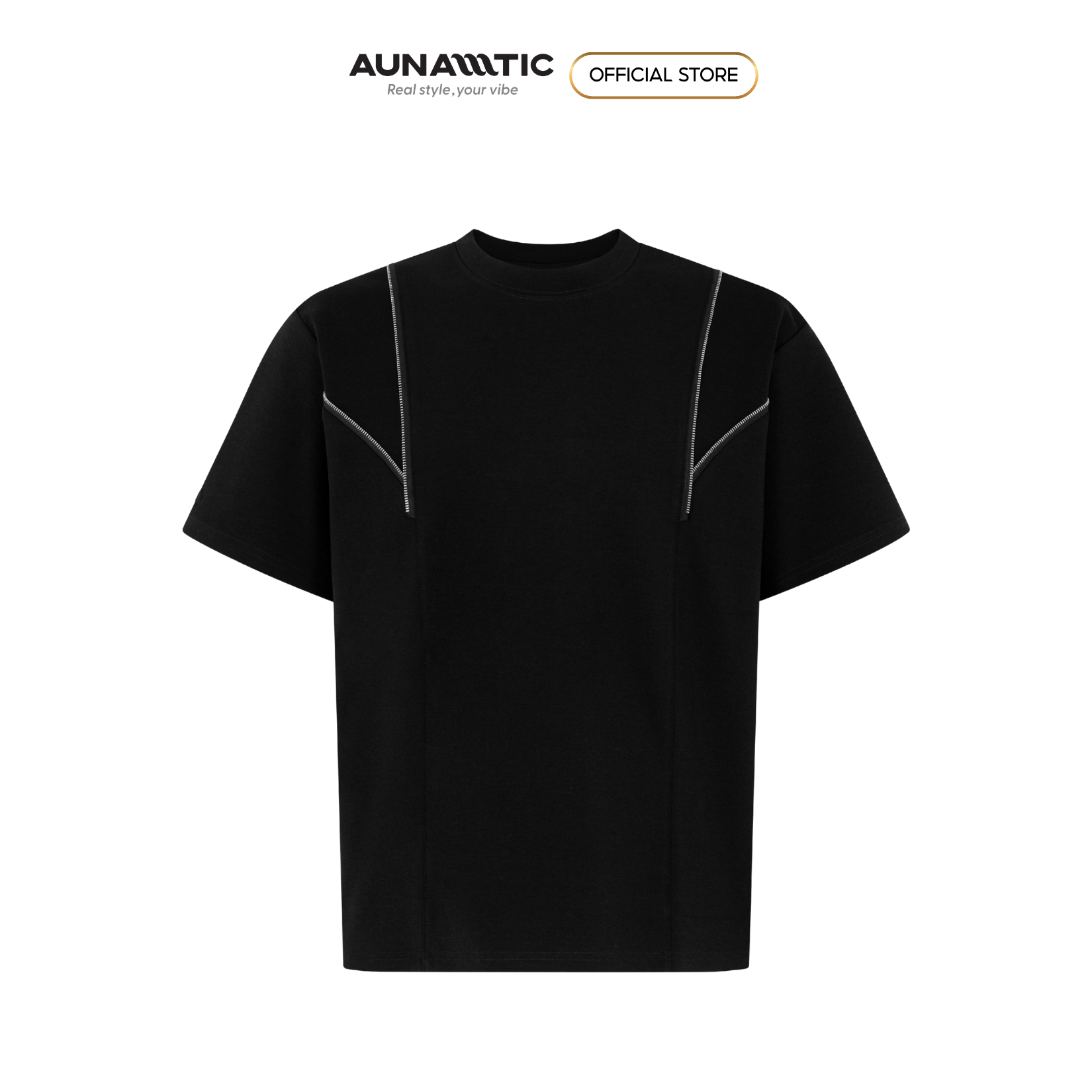  Áo thun nam dây kéo phối chéo điểm nhấn Premium Dense Cotton – AUNAMTIC 