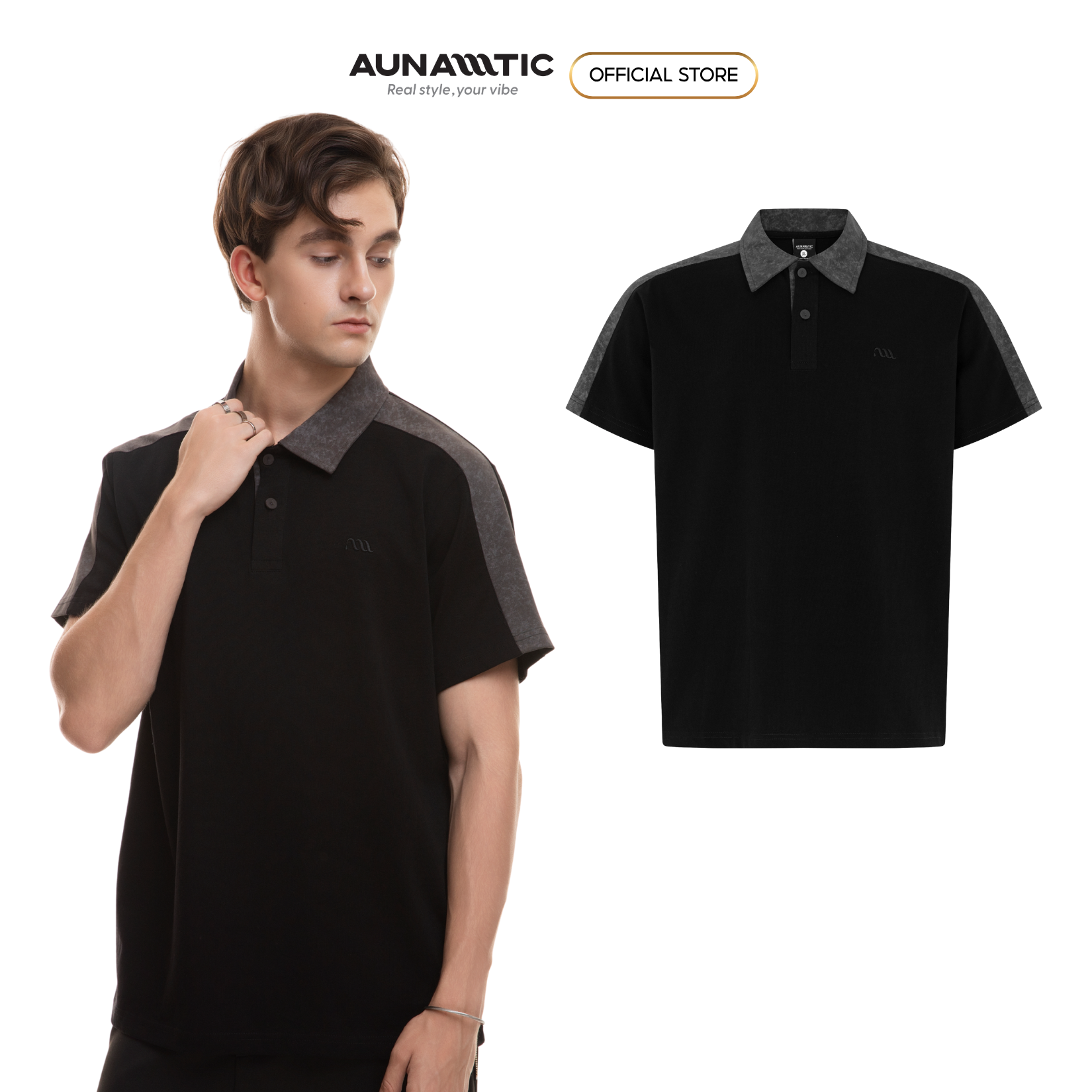  Áo polo nam Dual-Color Cotton Combed dày mịn - AUNAMTIC 