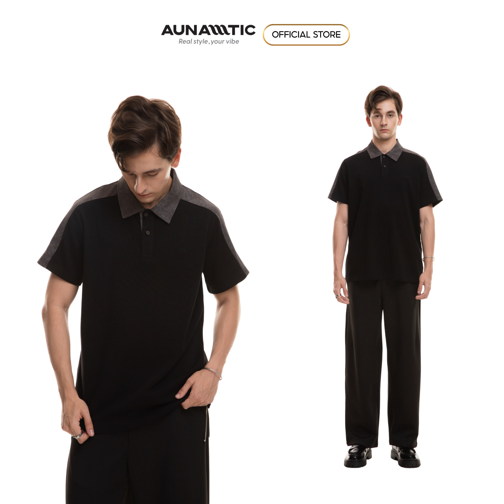  Áo polo nam Dual-Color Cotton Combed dày mịn - AUNAMTIC 