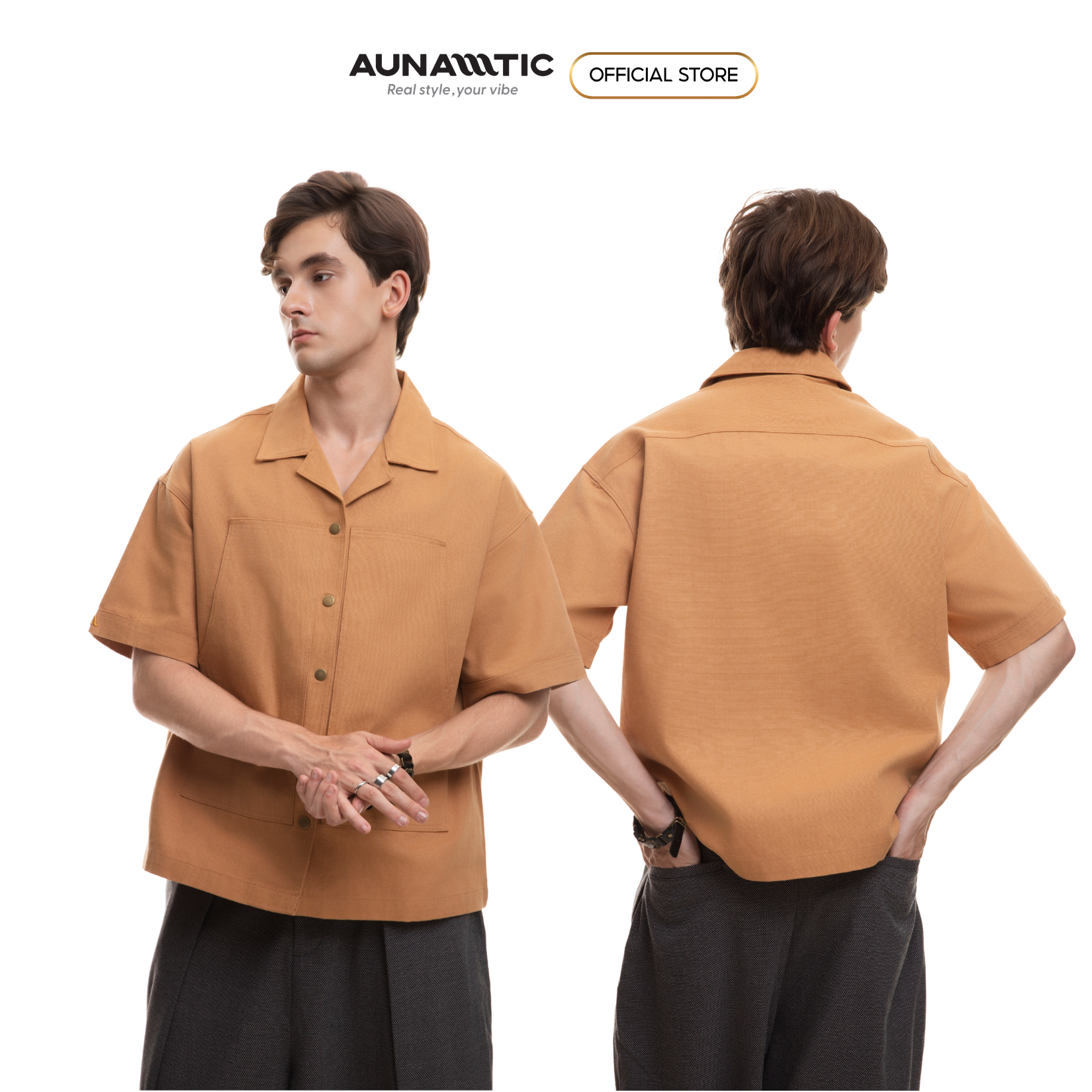  Áo sơ mi khoác nam túi hộp dáng dài Premium Woven Cotton Canvas - AUNAMTIC 