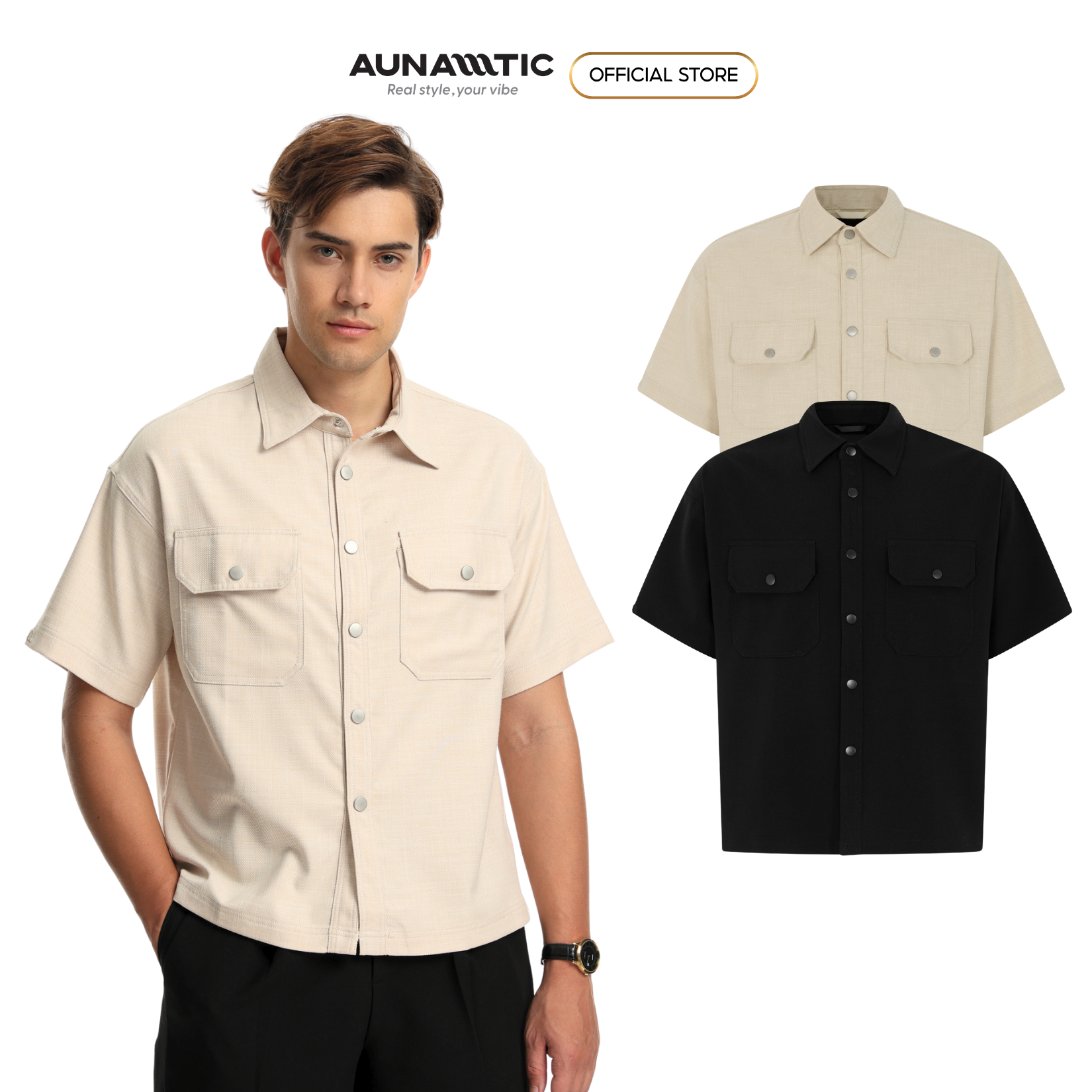  Áo sơ mi nam hai túi ngực xẻ lai lệch tà Premium Soft Terin - AUNAMTIC 