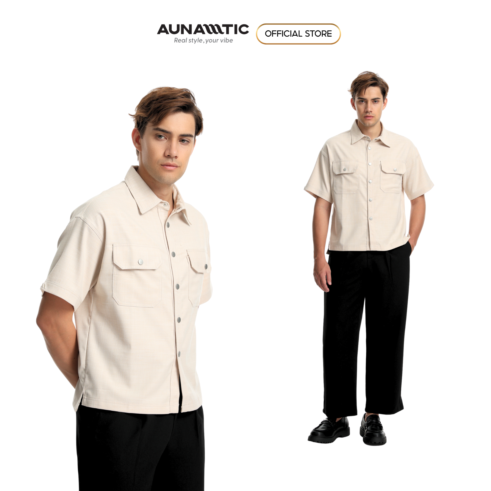  Áo sơ mi nam hai túi ngực xẻ lai lệch tà Premium Soft Terin - AUNAMTIC 