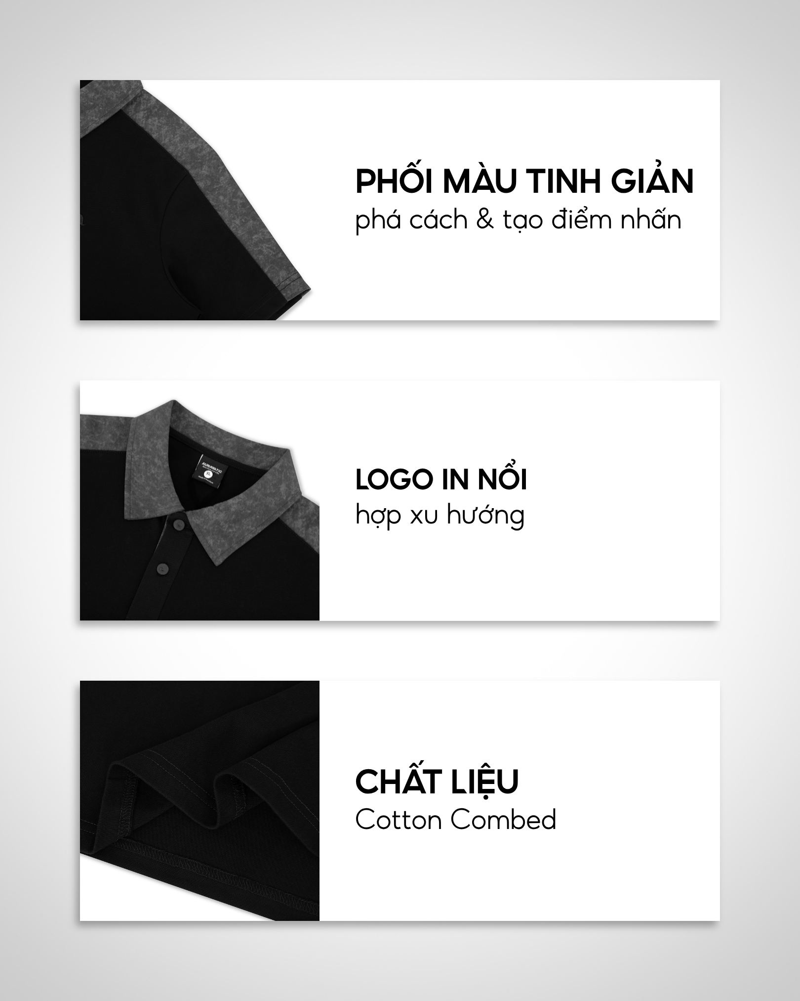  Áo Polo Nam Edge Polo Phối Vai Stone Form Gọn - AUNAMTIC 