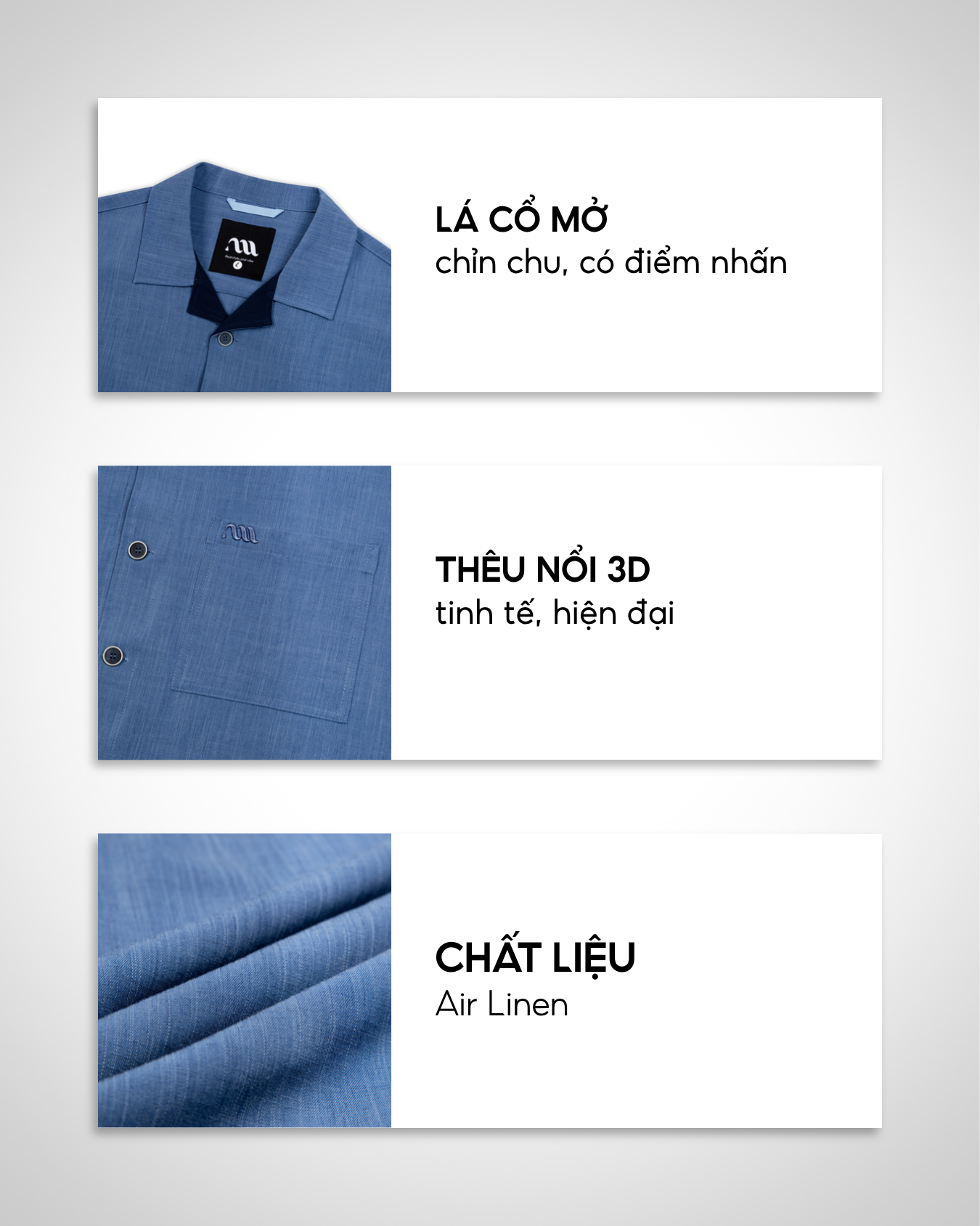  Áo Sơ Mi Nam Open Collar Shirt Air Linen Cổ Bẻ Ngắn Tay - AUNAMTIC 