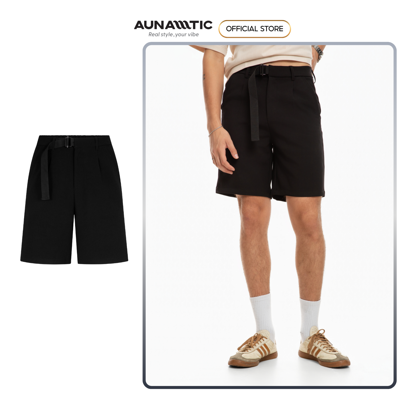  Quần short nam lưng thun phối đai Utility Belt Shorts – AUNAMTIC 