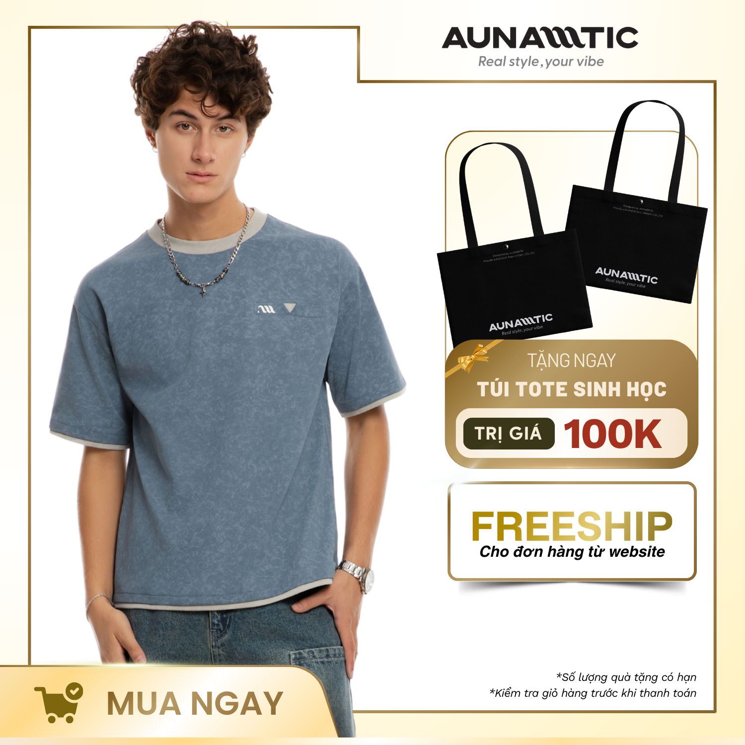  Áo thun nam loang chất dày mịn, túi ngực phối viền – AUNAMTIC 