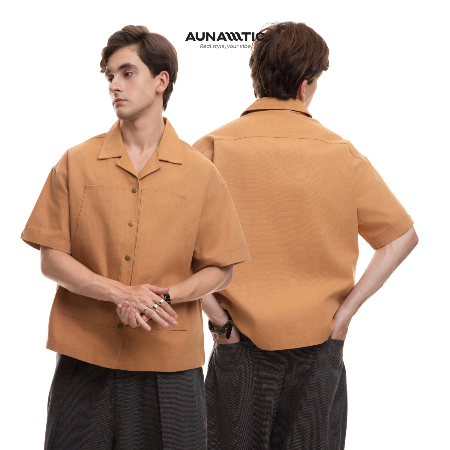  Áo sơ mi khoác nam túi hộp dáng dài Premium Woven Cotton Canvas - AUNAMTIC 