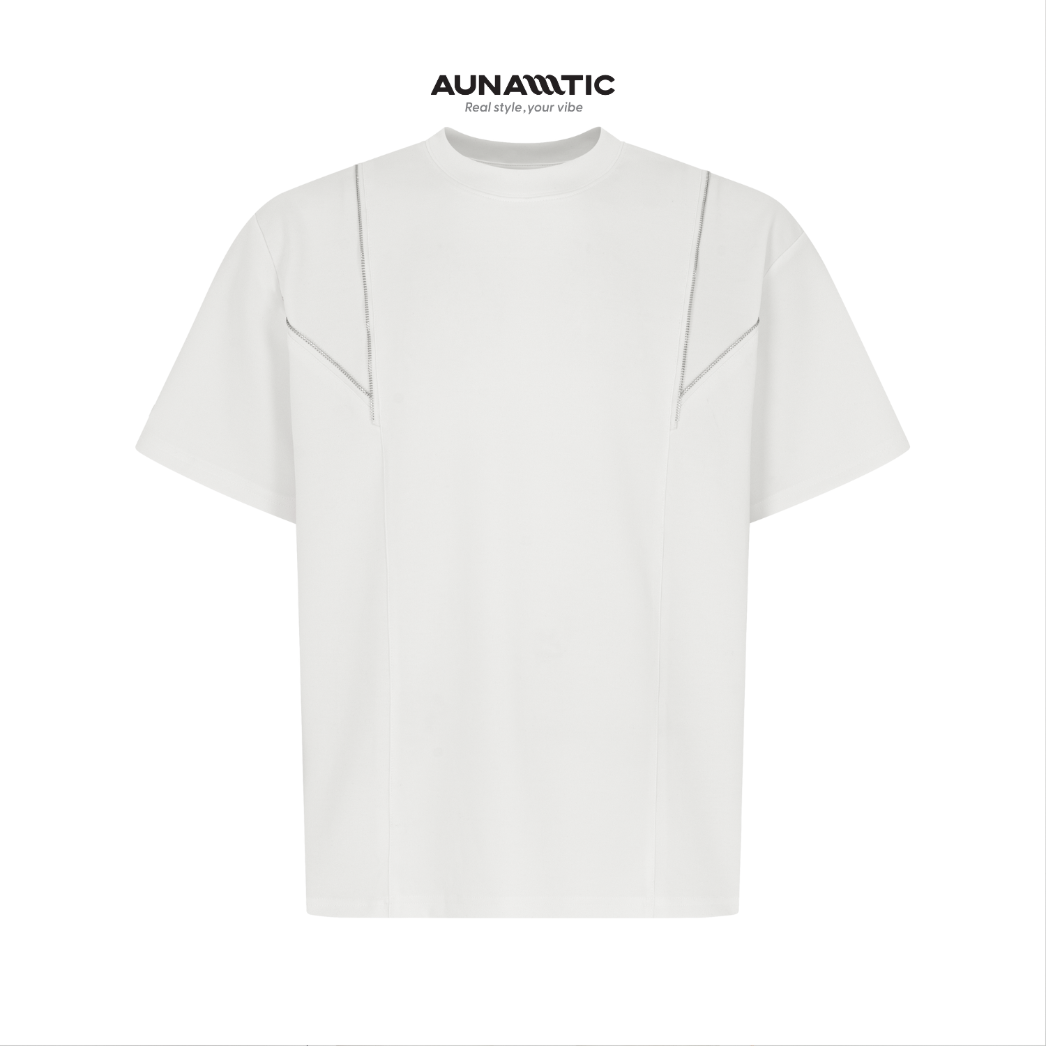  Áo thun nam dây kéo phối chéo điểm nhấn Premium Dense Cotton – AUNAMTIC 