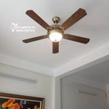  Quạt trần đèn 5 cánh gỗ QTD015-1 