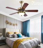  Quạt trần đèn 5 cánh gỗ QTD015-1 