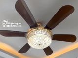  Quạt trần kết hợp đèn chùm pha lê QTD035 