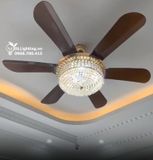  Quạt trần kết hợp đèn chùm pha lê QTD035 
