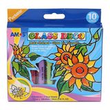  Bộ Bút Vẽ Trang Trí Amos Glass Deco GD10P10 | Màu Vẽ Kính 10 Màu Chính Hãng Hàn Quốc 